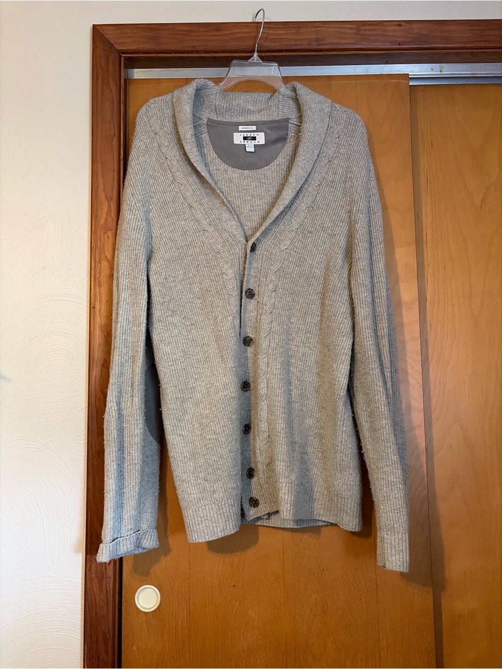 Joseph Abboud Men's Shawl Collar Button Cardigan - Light Gray